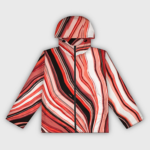 Женская ветровка Волнистые вертикальные чёрно-красные полосы / 3D-Черный – фото 1