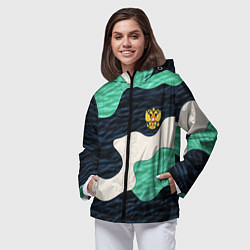 Ветровка с капюшоном женская Текстурный милитари камуфляж, цвет: 3D-черный — фото 2