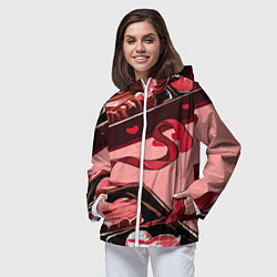 Ветровка с капюшоном женская Шоколадки в форме сердца, цвет: 3D-белый — фото 2