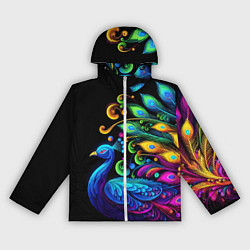 Ветровка с капюшоном женская Neon peacock - art, цвет: 3D-белый