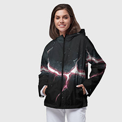 Ветровка с капюшоном женская Разлом на черной плите, цвет: 3D-черный — фото 2