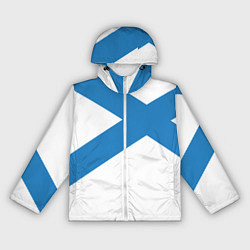 Ветровка с капюшоном женская Военно-морской флот: Андреевский флаг, цвет: 3D-белый