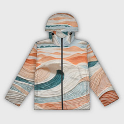 Ветровка с капюшоном женская Персиковые волны, цвет: 3D-черный