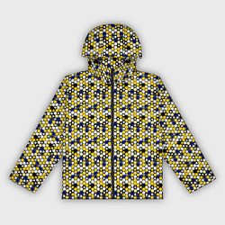 Ветровка с капюшоном женская Киберпанк шестиугольники жёлтые, цвет: 3D-черный