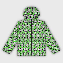 Ветровка с капюшоном женская Киберпанк шестиугольники зелёные, цвет: 3D-черный