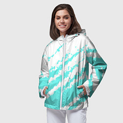 Ветровка с капюшоном женская The color is light blue and white, цвет: 3D-белый — фото 2