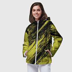 Ветровка с капюшоном женская The color is black and yellow, цвет: 3D-белый — фото 2