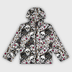 Ветровка с капюшоном женская Черепа и красные звезды, цвет: 3D-черный