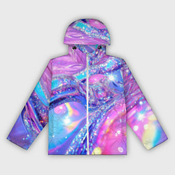 Ветровка с капюшоном женская Розовые блестки, цвет: 3D-белый