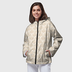 Ветровка с капюшоном женская Элегантный бежевый узор с дамасками, цвет: 3D-черный — фото 2