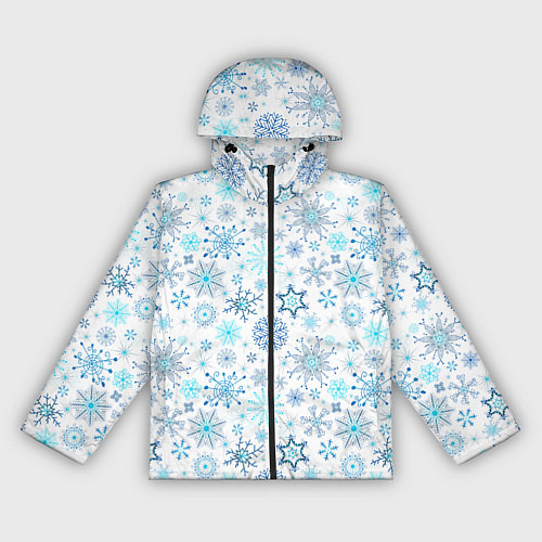 Женская ветровка Бирюзовые снежинки / 3D-Черный – фото 1