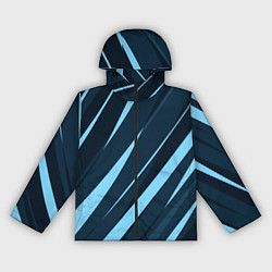 Ветровка с капюшоном женская Тёмный бирюзовый контрастные полосы, цвет: 3D-черный