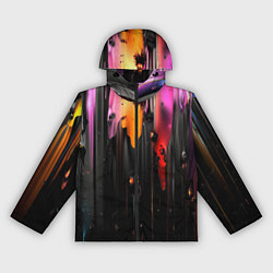 Ветровка с капюшоном женская Разноцветная рельефная краска текстура, цвет: 3D-черный