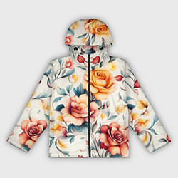 Ветровка с капюшоном женская Паттерн с переплетением цветов, цвет: 3D-черный