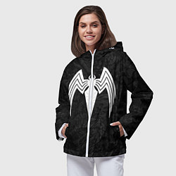 Ветровка с капюшоном женская Знак венома с текстурой симбиота, цвет: 3D-белый — фото 2