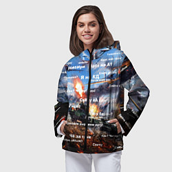 Ветровка с капюшоном женская Сленг геймеров танкистов, цвет: 3D-черный — фото 2