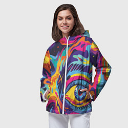 Ветровка с капюшоном женская Глаза вселенной, цвет: 3D-белый — фото 2
