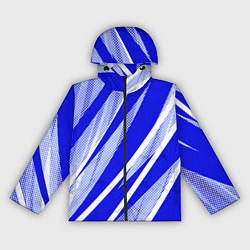Ветровка с капюшоном женская Абстрактный синий полосатый, цвет: 3D-черный