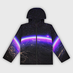 Ветровка с капюшоном женская Планета и неоновое свечение, цвет: 3D-черный