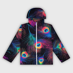 Ветровка с капюшоном женская Павлиньи перья - разные оттенки, цвет: 3D-белый