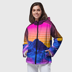 Ветровка с капюшоном женская Неоновый закат, цвет: 3D-черный — фото 2