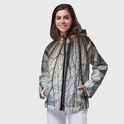 Ветровка с капюшоном женская Прожилки растения, цвет: 3D-черный — фото 2