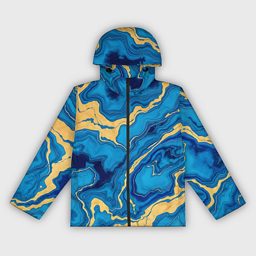 Женская ветровка Синий мрамор с золотом / 3D-Черный – фото 1