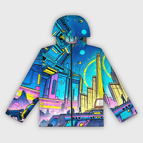 Женская ветровка Космический город / 3D-Черный – фото 1