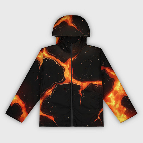 Женская ветровка Оранжевый разлом на черной текстуре / 3D-Черный – фото 1