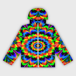 Ветровка с капюшоном женская Оптические иллюзии психоделика, цвет: 3D-белый