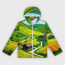 Ветровка с капюшоном женская Русская душа и поле, цвет: 3D-белый