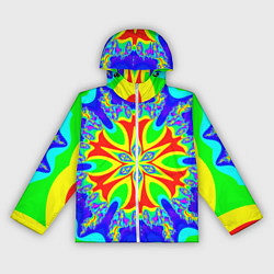 Ветровка с капюшоном женская Неоновая психоделика узор, цвет: 3D-белый