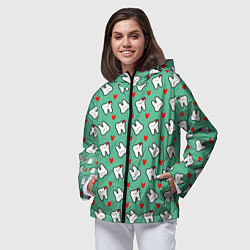 Ветровка с капюшоном женская Довольные зубы, цвет: 3D-черный — фото 2