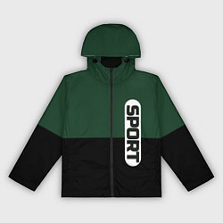 Ветровка с капюшоном женская Sport чёрно-зелёный с белым, цвет: 3D-черный