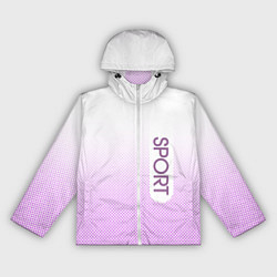 Ветровка с капюшоном женская Sport белый с сиреневым текстурный, цвет: 3D-белый