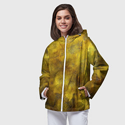 Ветровка с капюшоном женская Золотая ржавая текстура, цвет: 3D-белый — фото 2