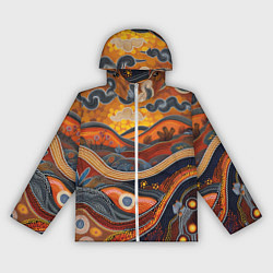 Ветровка с капюшоном женская Горы и холмы в виде узоров, цвет: 3D-белый