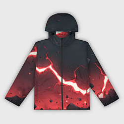 Ветровка с капюшоном женская Красная молния на черной текстуре, цвет: 3D-черный