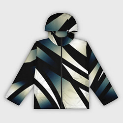 Ветровка с капюшоном женская Чёрно-белый с синим затемнением полосы, цвет: 3D-черный