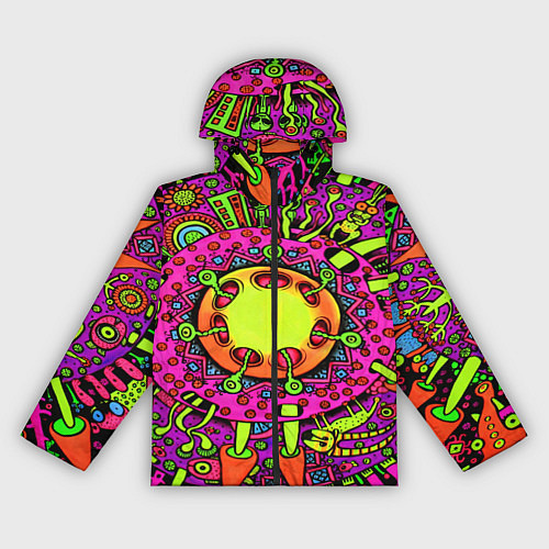 Женская ветровка Кислотные грибы оптические / 3D-Черный – фото 1