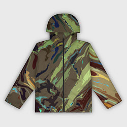 Ветровка с капюшоном женская Абстракция тон хаки, цвет: 3D-черный