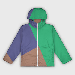 Ветровка с капюшоном женская Триада зелёный фиолетовый и коричневый геометричны, цвет: 3D-белый