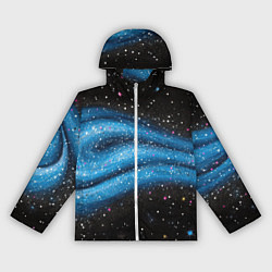 Женская ветровка Синяя абстрактная текстура на черном