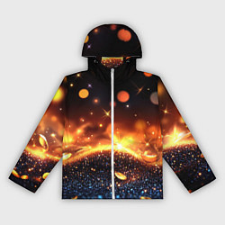 Ветровка с капюшоном женская Оранжевое боке на черном, цвет: 3D-белый