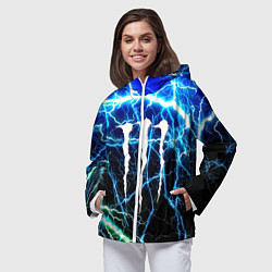 Ветровка с капюшоном женская Monster energy electro, цвет: 3D-белый — фото 2