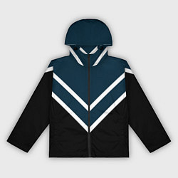 Ветровка с капюшоном женская Синий с чёрным и белые полосы, цвет: 3D-черный