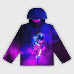 Ветровка с капюшоном женская Космонавт среди облаков, цвет: 3D-черный