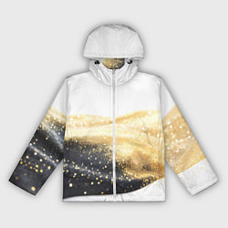 Ветровка с капюшоном женская Черно-золотая полоса на белом, цвет: 3D-белый