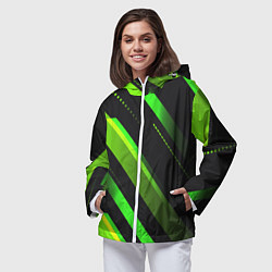 Ветровка с капюшоном женская Color black green, цвет: 3D-белый — фото 2