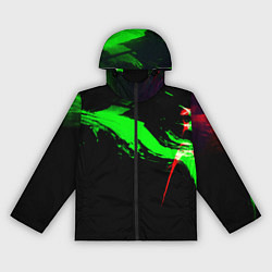 Ветровка с капюшоном женская Color black green red, цвет: 3D-черный